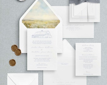 Venue Illustration Wedding Invitations: Luxury Classic Suite