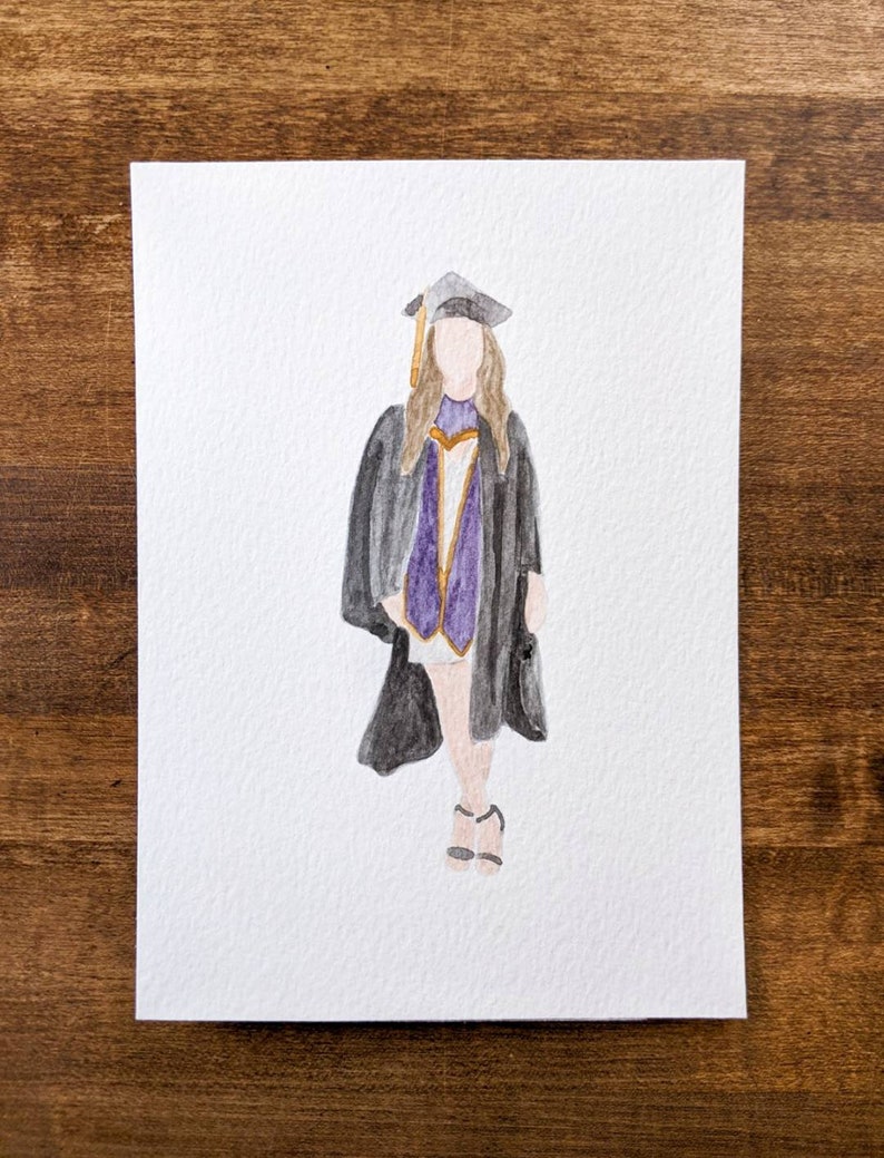 5x7 Watercolor Graduation Painting Graduation Gift Graduation Picture Watercolor Portrait Best Friend Portrait image 5