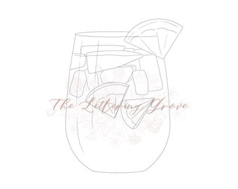 Sangria Line Drawing: DIY Wedding Bar Sign (Digital Download)