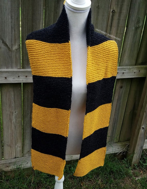 Bufanda tejida a mano amarilla negra regalo de cumpleaños - Etsy