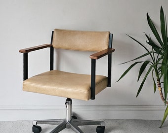 Vintage Swivel Office Chair retro Leatherette desk seat Mid Century