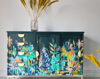 NOW SOLD Floral Handpainted Sideboard COMMISSIONS Taken