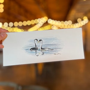 Romantic watercolor- Grebe birds- original art