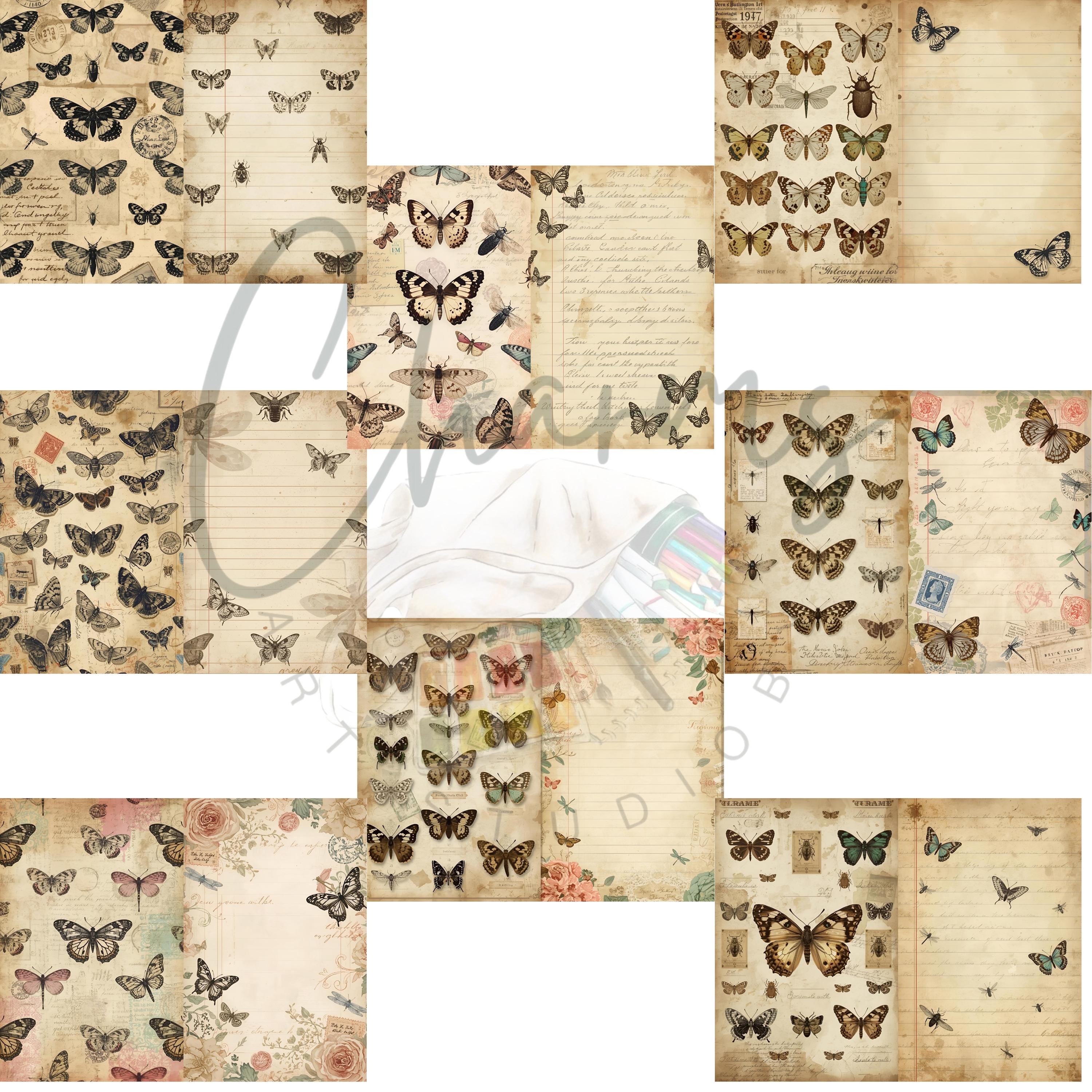 Vintage Butterfly Junk Journal Kit: Printable Ephemera Pages (digital ...
