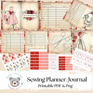Vintage Floral Sewing Planner Journal, Project Organizer (PDF Pattern)