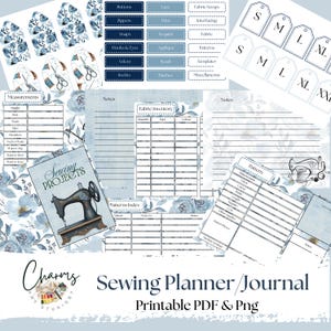 Vintage Floral Sewing Planner: Project Organizer, Fabric Inventory (PDF/PNG Digital Download)