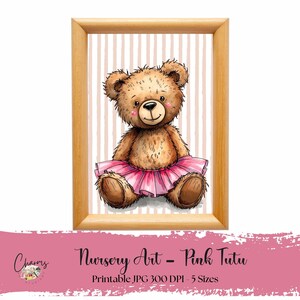 Scruffy Teddy Bear Nursery Art Print, Watercolor Baby Room Decor, Teddy bear print