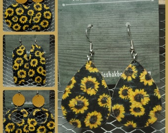 Sunflower Leather Earrings