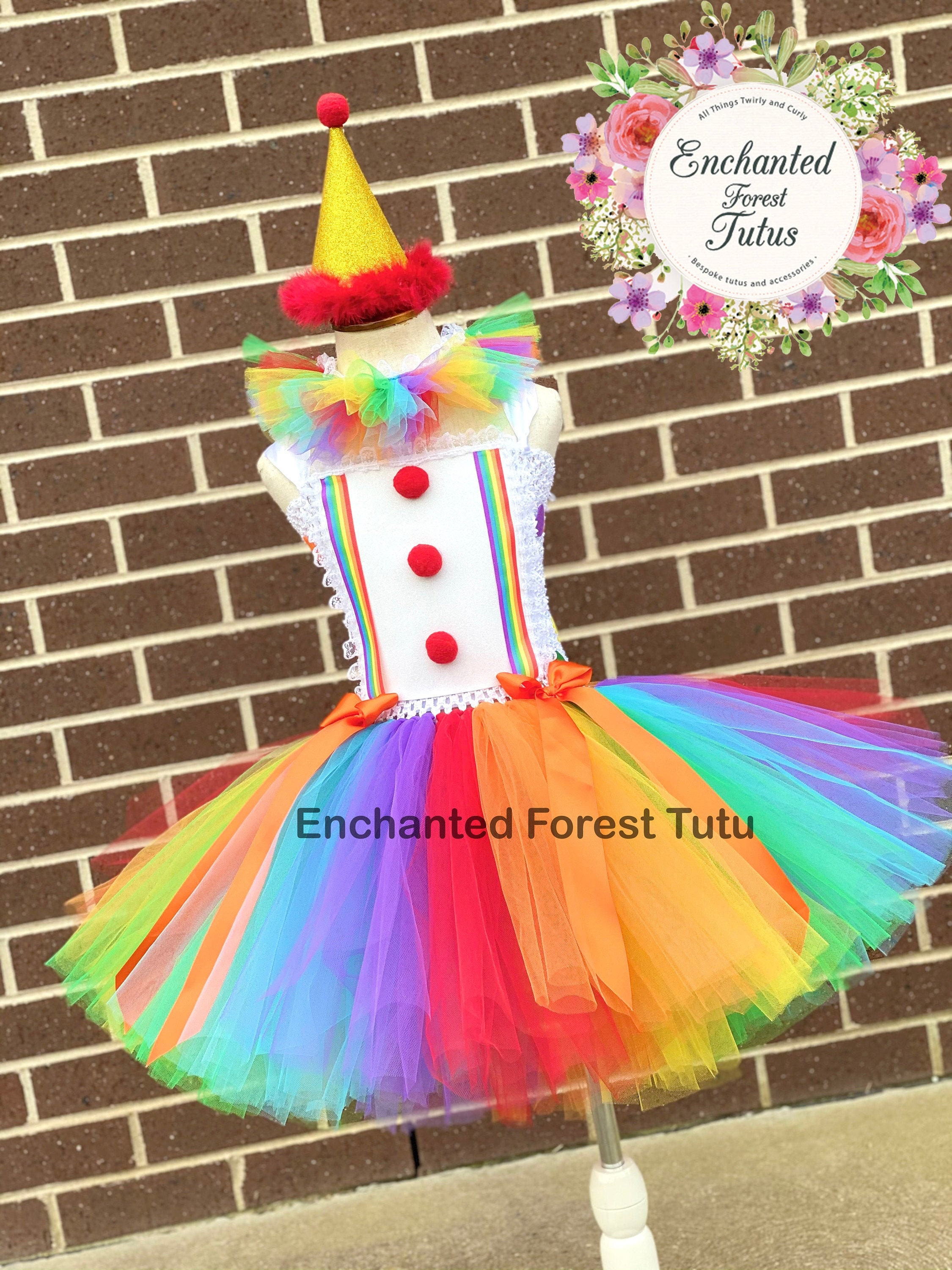 Costume clown per ragazze Abito fantasia arcobaleno Festa di compleanno per  bambini Divertente clown abito tutu luminoso Festa di Halloween, Carnevale,  abito di concorso -  Italia