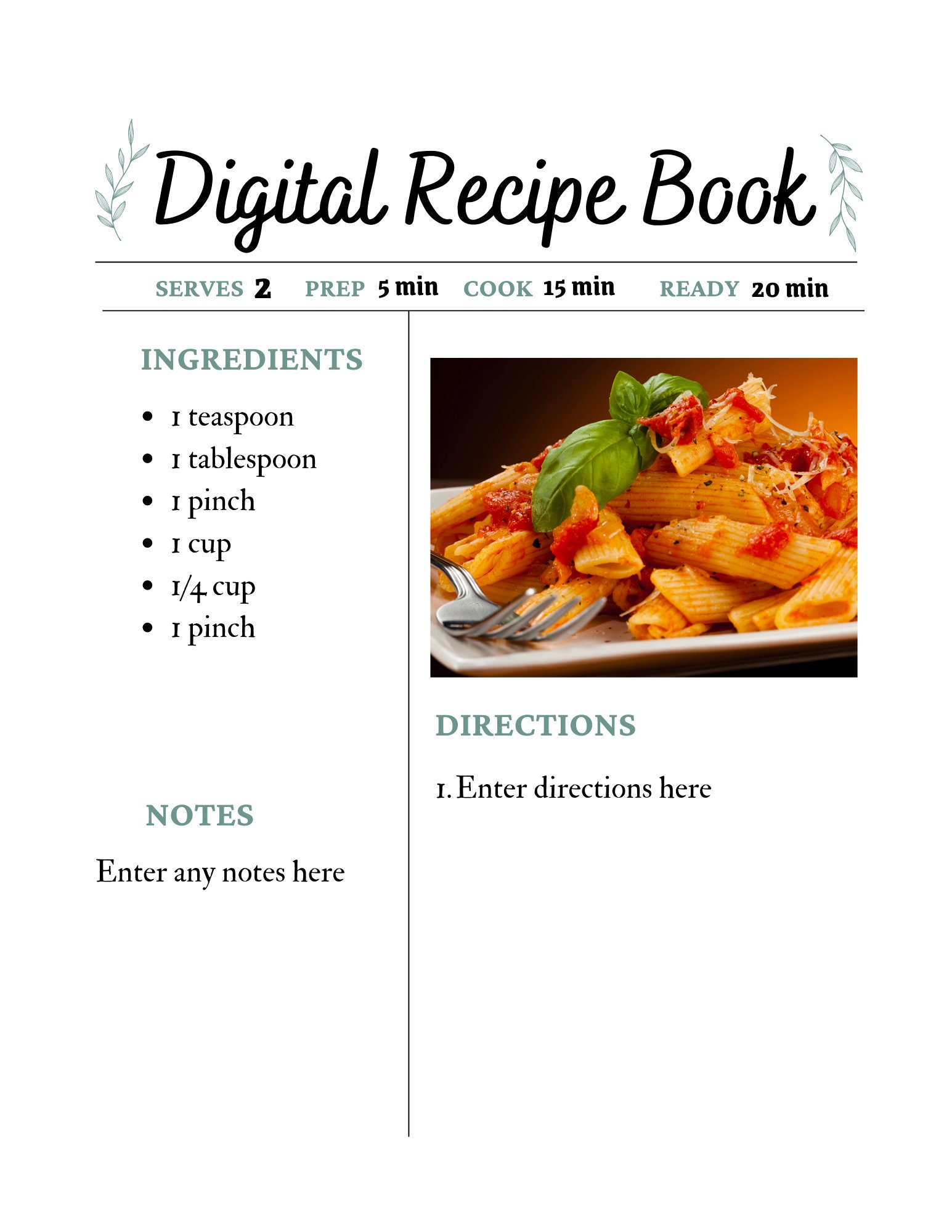 Digital Recipe Book Etsy