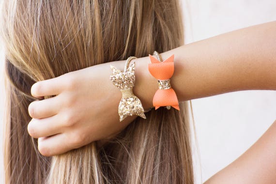 Hair Tie Bracelets With Bow Hair Tie Bracelet Cuff Spring Etsy