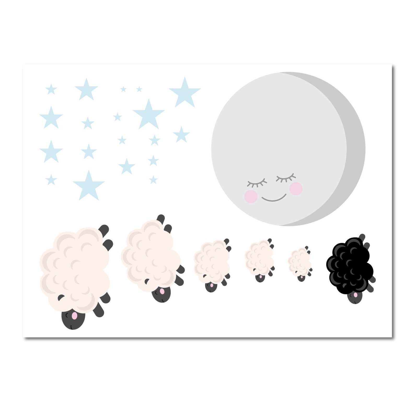 Counting Sheep Nursery Set Removable Fabric Wall Sticker Etsy