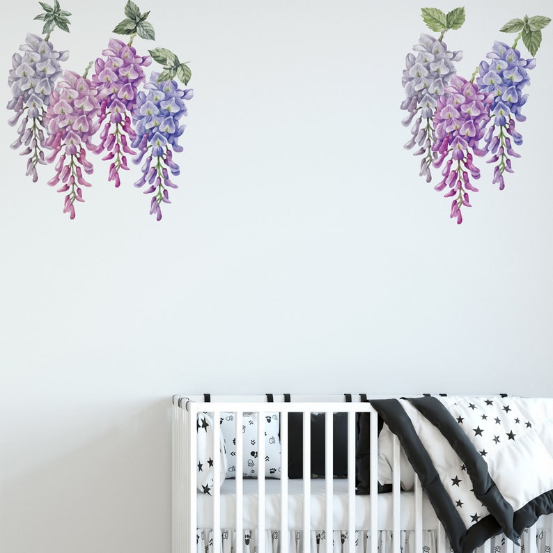 Large Hydrangea Wisteria Flower Wall Decal Kids Nursery Decor Baby Cot Sticker Large Hydrangea Wisteria Flower Wall Decal Kids Nursery Decor Baby Cot Sticker