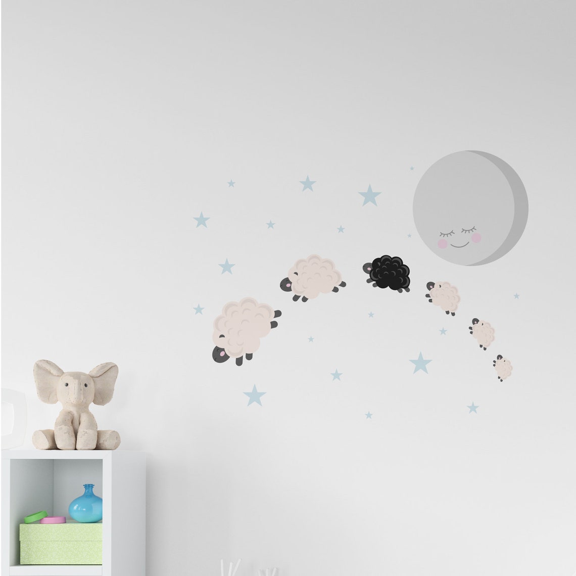 Counting Sheep Nursery Set Removable Fabric Wall Sticker Etsy