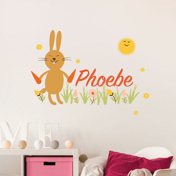 bunny customisable removable vinyl wall sticker custom | etsy