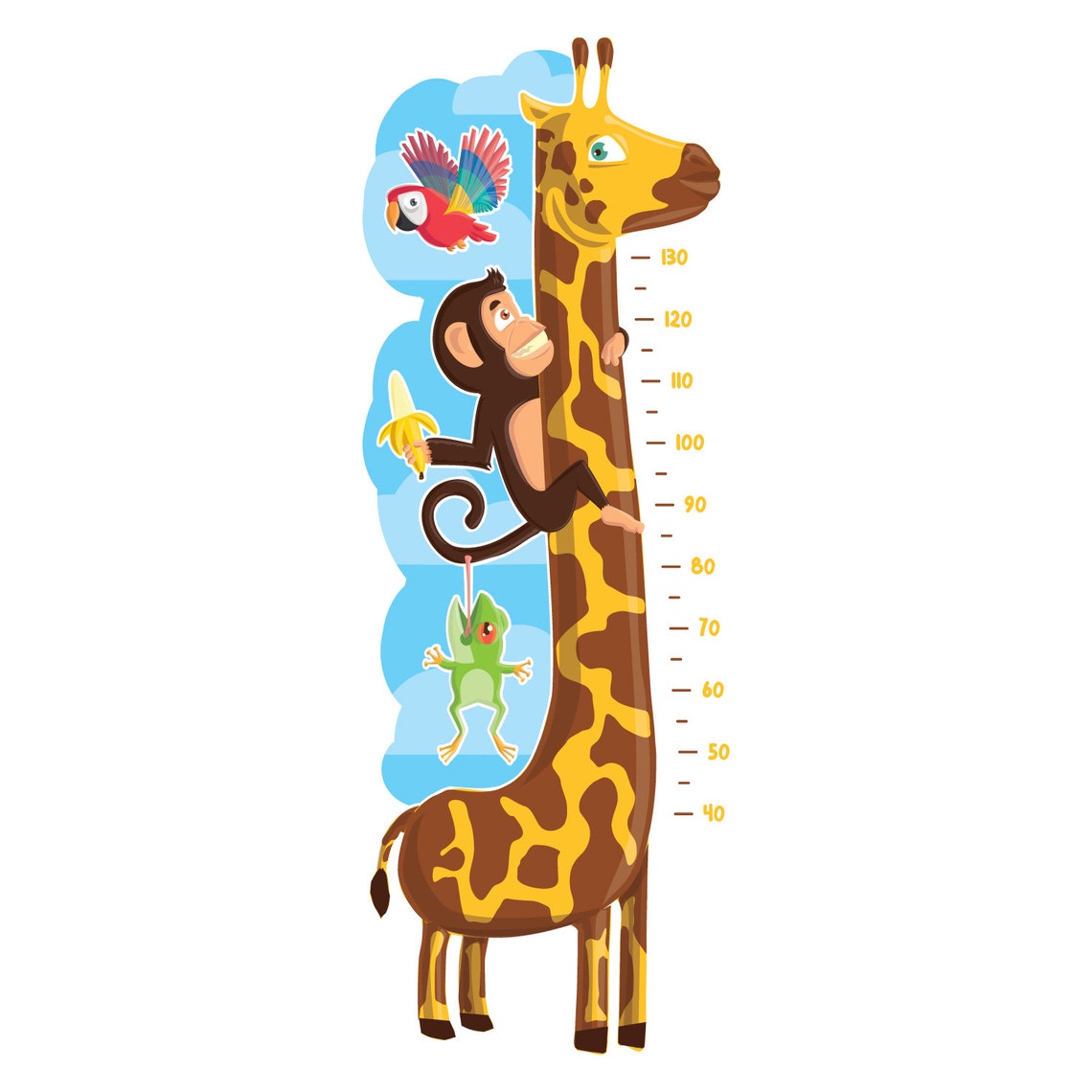 Giraffe Height Chart Removable Vinyl Wall Sticker Animals | Etsy