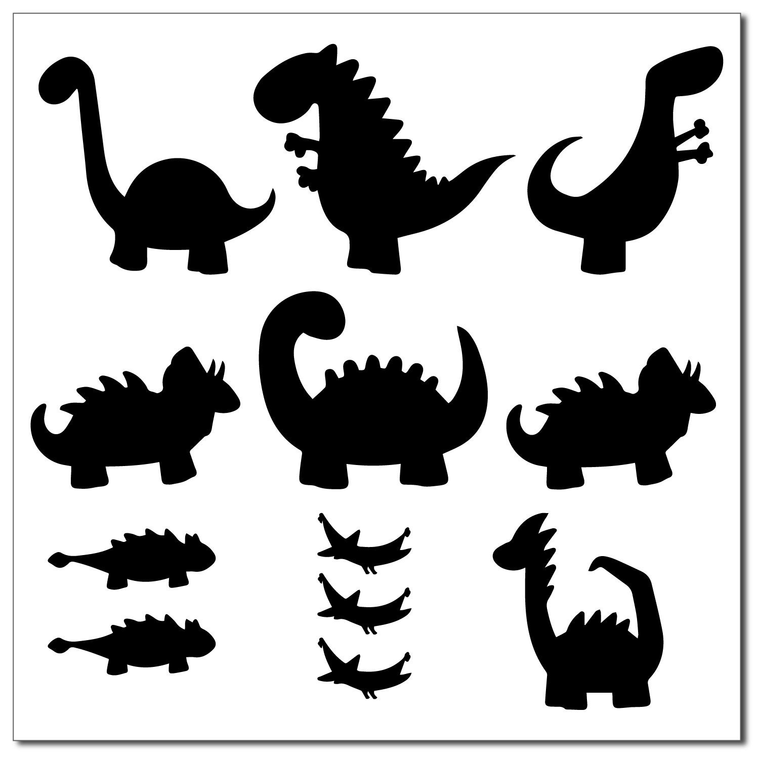 Dinosaur Silhouette Pack Wall Sticker Animals Cute Creatures Etsy