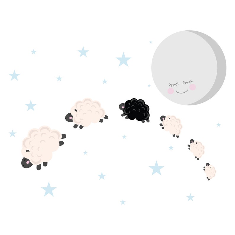 Counting Sheep Nursery Set Removable Vinyl Wall Sticker Etsy