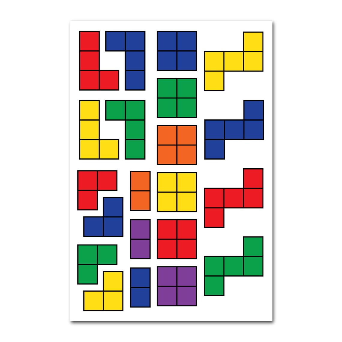 Tetris Pattern Set of 21 Decal Removable Vinyl Wall Sticker Etsy