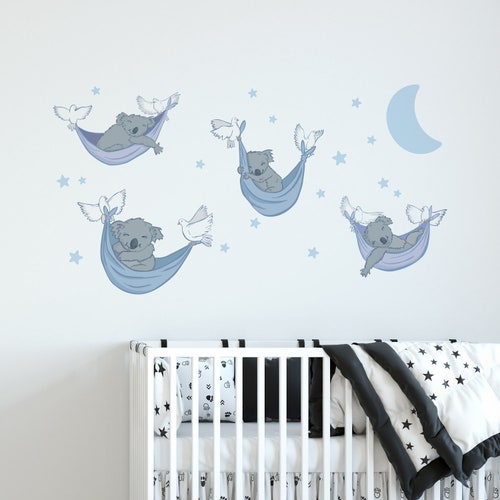 Sleepy Koalas Removable Fabric Wall Sticker | Animals Cute Creatures Nursery Kids Children’s Bedroom Playroom Decal