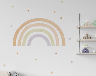Polka Dot Rainbow Removable Fabric Wall Decal | Nursery Sticker Baby Idea Cute Kids Children’s Bedroom Playroom