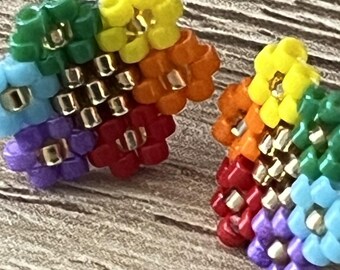 PDF Pattern: Rainbow Flower Studs.