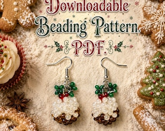 PDF Pattern Christmas Pudding Earrings.