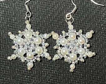 Perlen Schneeflocken Ohrringe 2.0