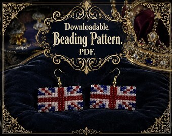 PDF Pattern: British Flag Dangler Earrings.