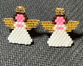 Brick Stitch Angel Stud Earrings.
