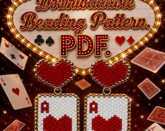 PDF Pattern: Ace Of Hearts Earrings.