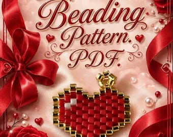 PDF Pattern: Gold Trimmed Heart Charm.