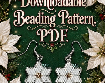 PDF Pattern White Poinsettia Earrings.