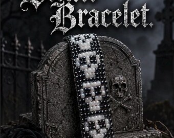 Beaded skull bracelet (8 inches long)