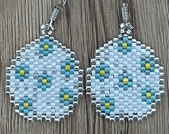 Brick Stitch Floral Easter Egg Earrings