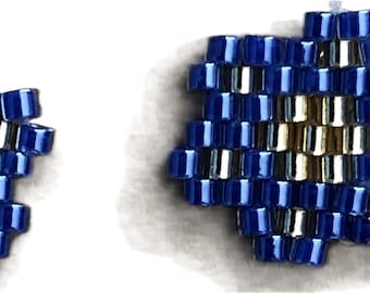 Beaded Blue Flower Stud Earrings.