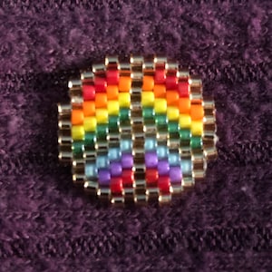 Beaded Rainbow Peace Pin.