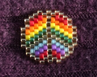 Beaded Rainbow Peace Pin.