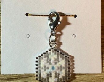 Beaded Brick Stitch Snowflake Charm.