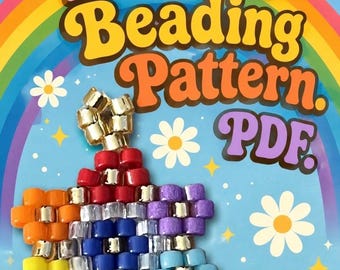 PDF Pattern: Rainbow Flower Wreath Charm.