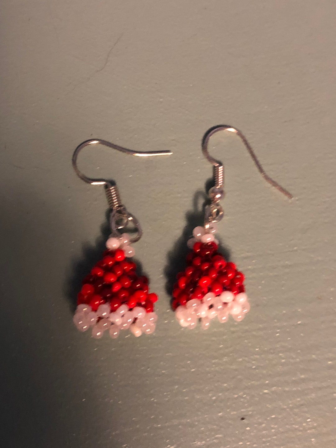 Beaded Santa Hat Earrings. Etsy Canada