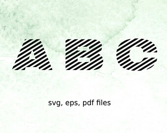 Striped Letters SVG cutting files, Striped Alphabet svg, pdf, eps, monogram font, stripe pattern, scrapbooking, silhouette, files for cricut