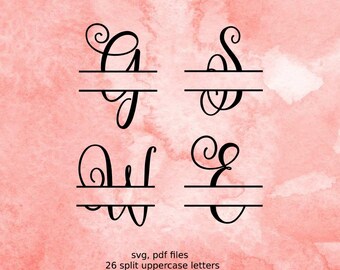 Split letter SVG, Split Monogram Letters, Split Alphabet svg files, vector files for silhouette, font for cricut, split monogram svg