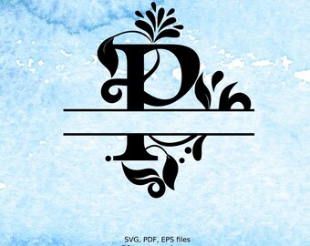 Unique Asymmetrical Split Monogram Letters, Split Alphabet svg files, font for cricut, silhouette, regal font svg, split monogram svg