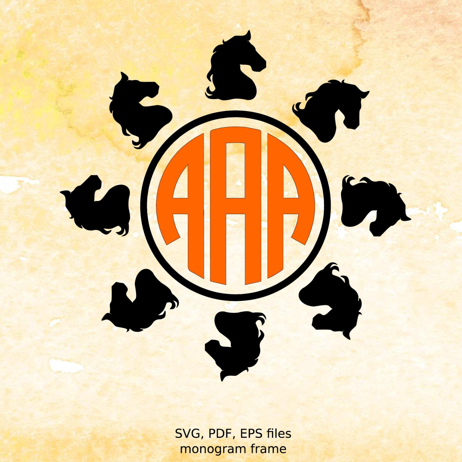 Download Horse Monogram SVG pdf eps files for cutting in silhouette | Etsy