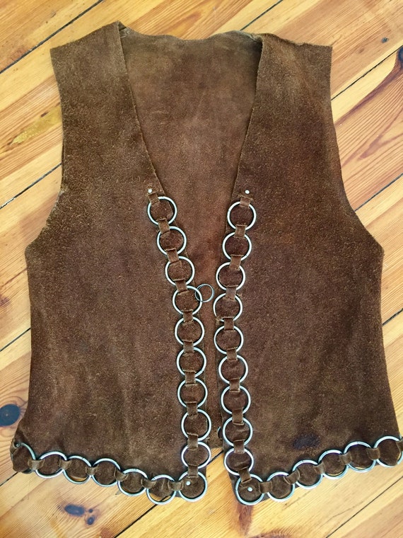 Vintage 1960s psychedelic hippie leather waistcoat