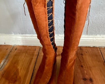 Vintage 1960s suede lace up boots