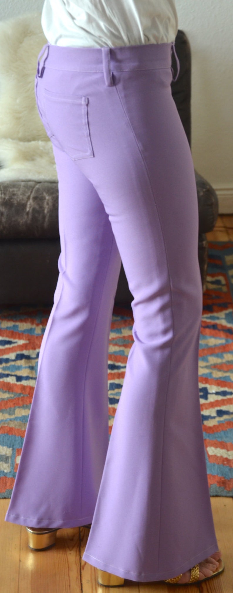 Late 1960s inspired bellbottom hipster trousers Etsy