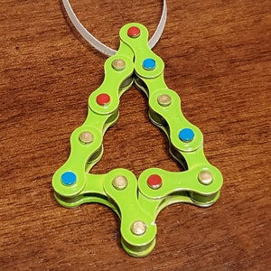 Bicycle Chain Christmas Tree Ornament, Upcycled, Handmade