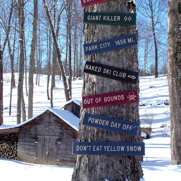 Custom Wood Trail Signs, Rustic Carved Wood Sign, Wood Ski Trail Sign, Ski Trail Sign